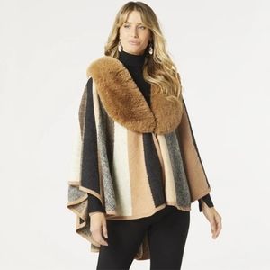 COCO + CARMENCLARA WRAP WITH FAUX FUR TRIM